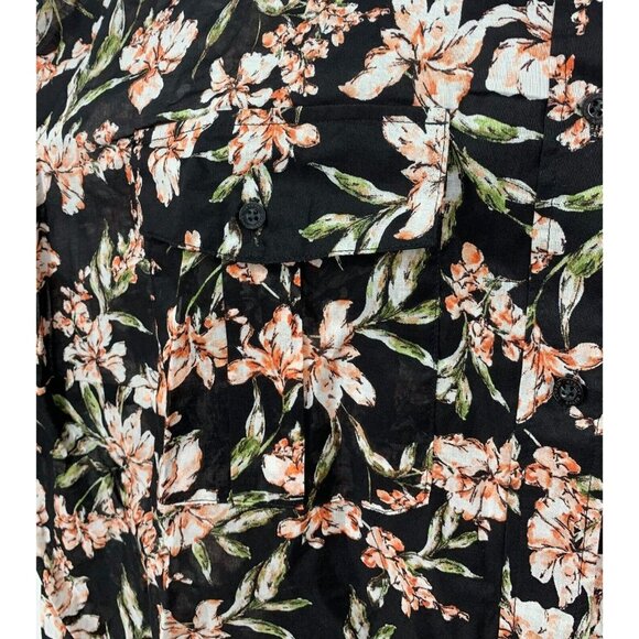 Ralph Lauren Top Plus Size 2X Black Floral Long Sleeve Pocket Button Women New - Picture 6 of 11